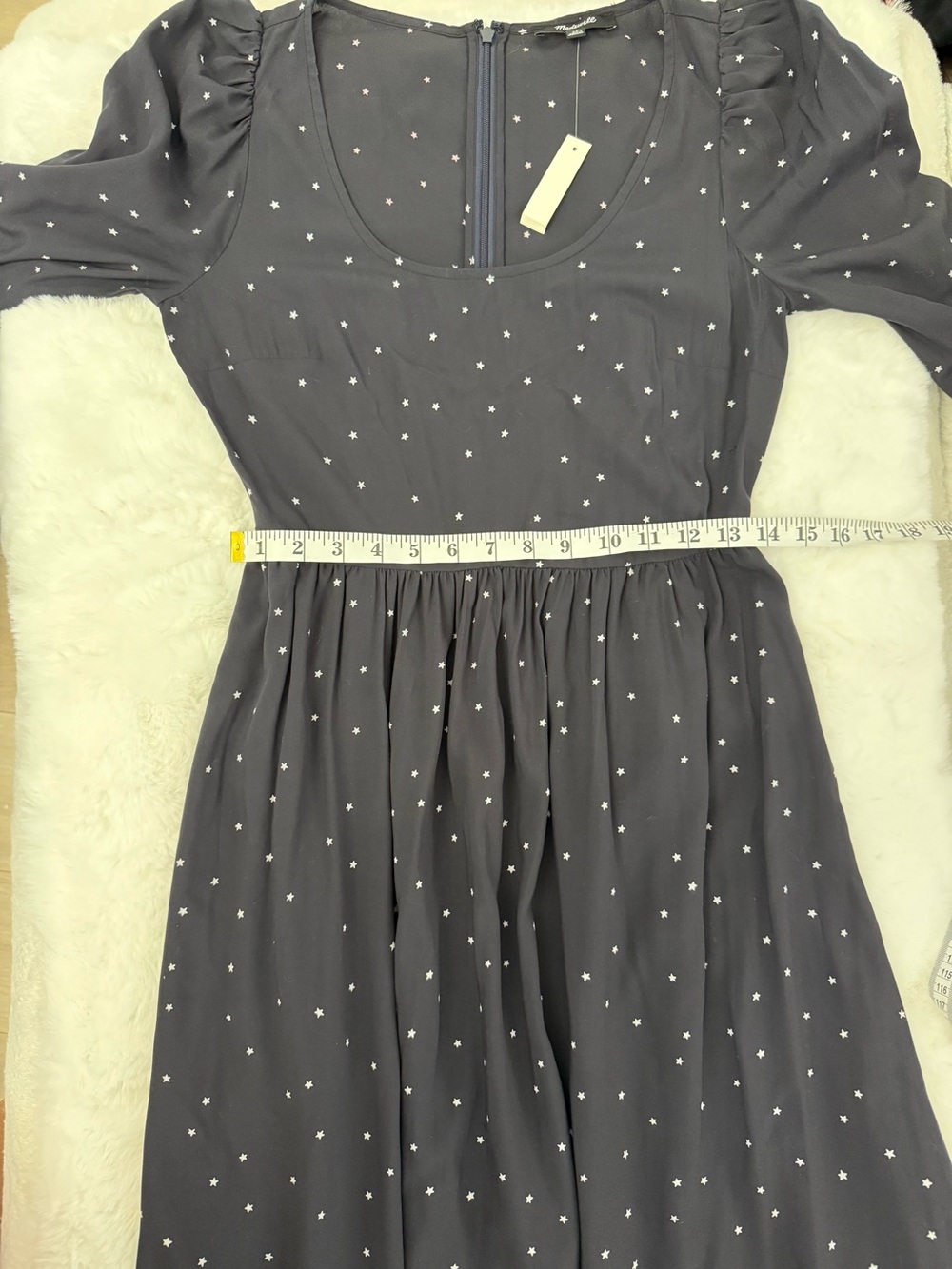 NWT Madewell Alicia Night Stars Midi Dress XS Puff Sleeve Celestial Cottagecore - Picture 11 of 12